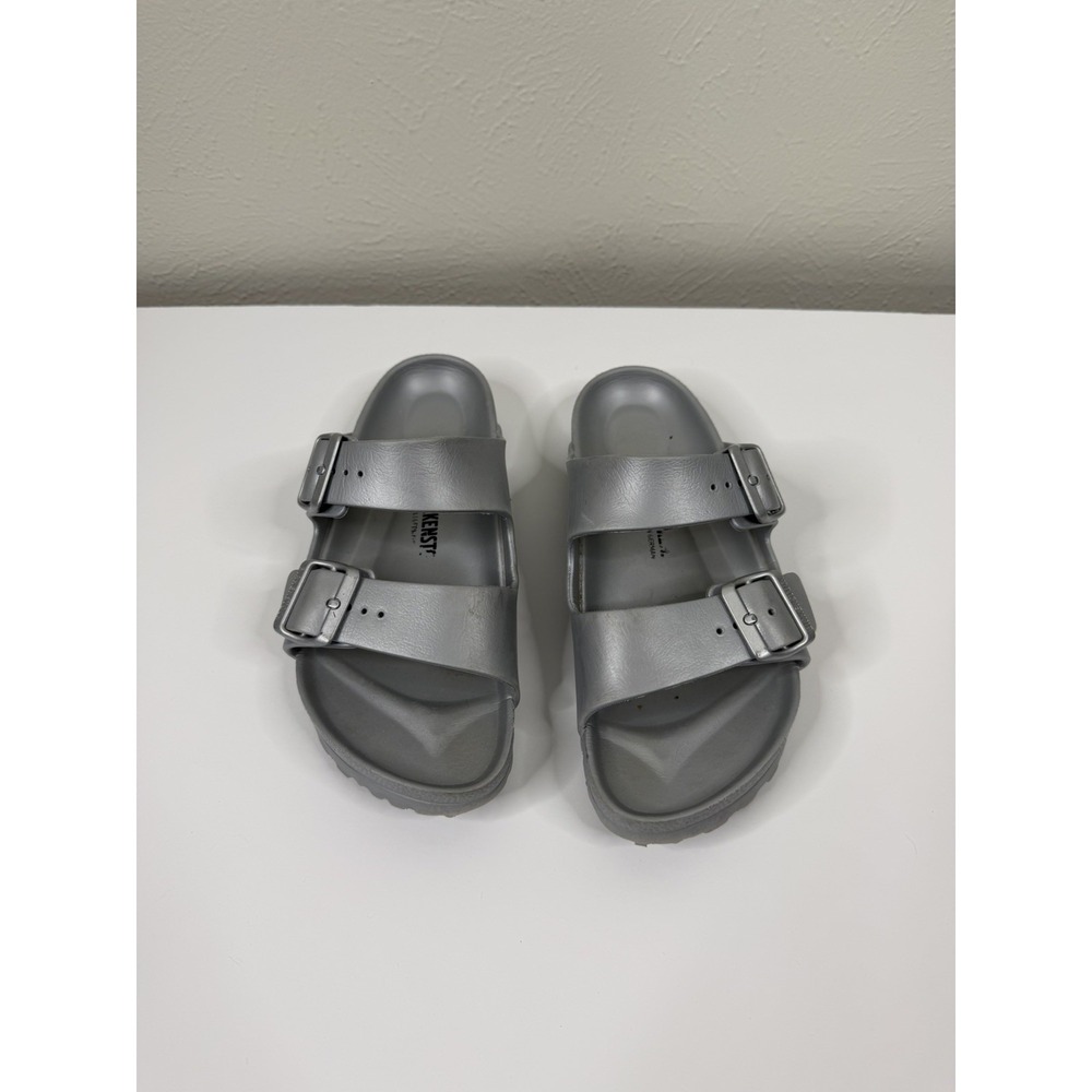 Birkenstock 38 Arizona EVA Foam Essentials Sandals Gray Silver Pool Sandals 7.5